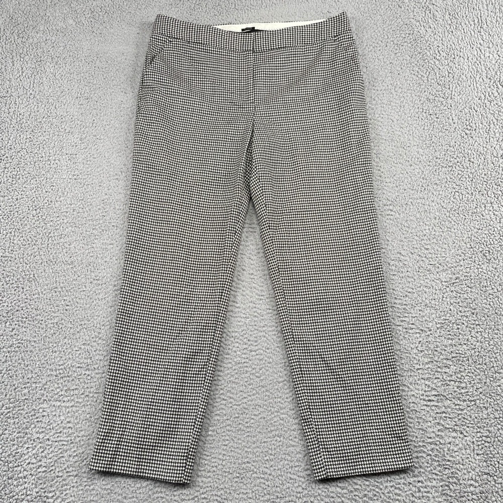Talbots Pants Womens 12 Black Hampshire Houndstooth Wool Blend Ankle Trousers